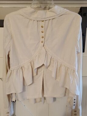 Women’s Cream Ruffled Back Button Top